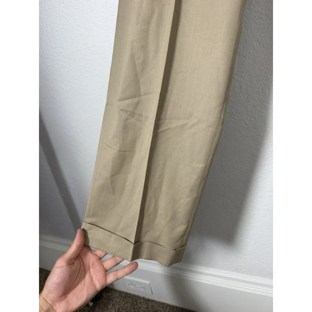 Lauren Ralph Lauren Pleated Dress Pants Brown 34x32 Cuffed Straight Leg Mens